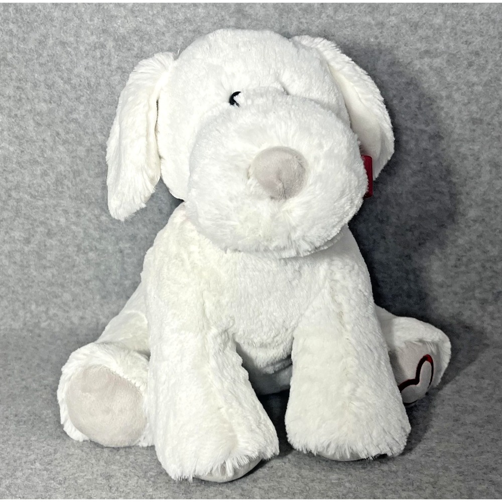 Aurora Skye White Dog Plush Stuffed Animal Red Bow Heart Paw Toy Valentines Day